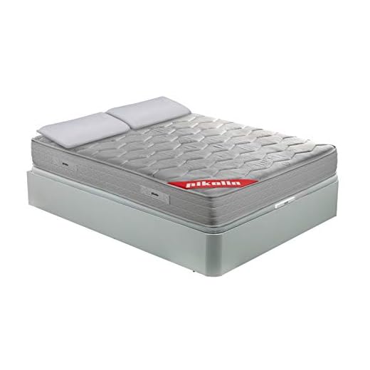 PIKOLIN Pack Colchón viscoelástico Espuma HR 150x190, canapé Base abatible Blanco con Dos Almohadas de Fibra, Incluye Subida a Domicilio, Montaje y Retirada de Usado