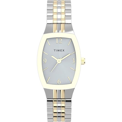 Image of TIMEX Main Street Tonneau 21mm Silver-Tone Dial Analog Women Watch - TW2V25500JQ