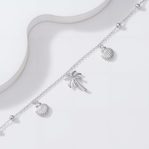 Image of 925 Sterling Silver Layered Ankle Bracelets for Women Jewelry Gifts | 925 Sterling Silver Layered Sea Turtles /Elephant /Wave Anklet Animal Bracelet Summer Ocean Beach Jewelry Gifts for Women