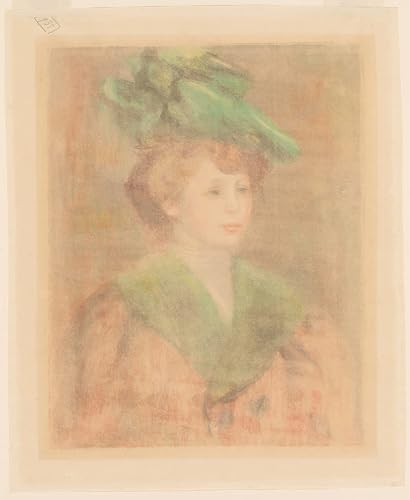 Tableau Impression Pierre Auguste Renoir Dame au Chapeau Vert Mlle Dieterle 60x90cm