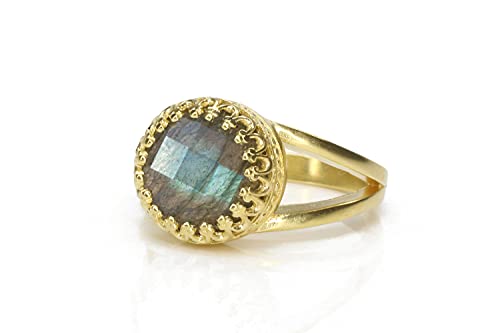 Bague en labradorite or 14k, le cadeau d'anniversaire idéal avec boîte