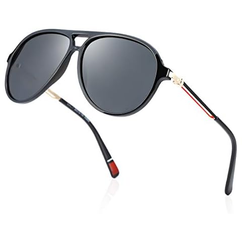 kimorn Classic Polarized Sunglasses UV Lens Ultralight Metal Frame Retro Shades K0804 (Black) Cover