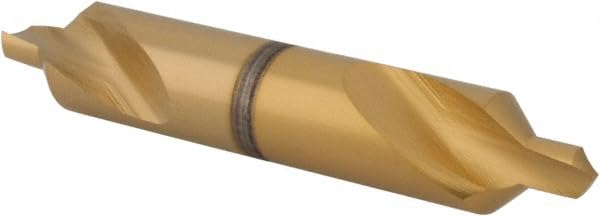 Hertel Combo Drill & Countersink, #6, HSS, 1/2" Body Diameter, 7/32" Point Diameter, TiN Finish, 118° Angle, 7/32" Point Length, 3" OAL