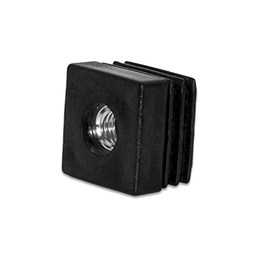 Image of Flyshop Black M8 Threaded Plastic Plugs Square Tube End Caps Tubing Plugs Inserts Furniture Glider 30 mm x 30 mm 4 Pcs