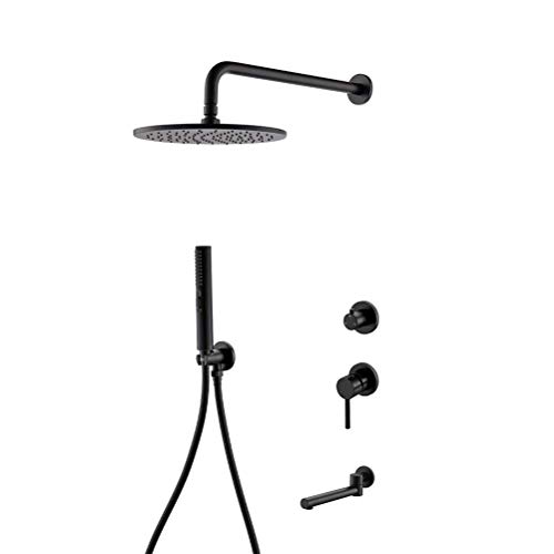 Mitigeur de douche anti-corrosion noir mat avec douchette à main ergonomique