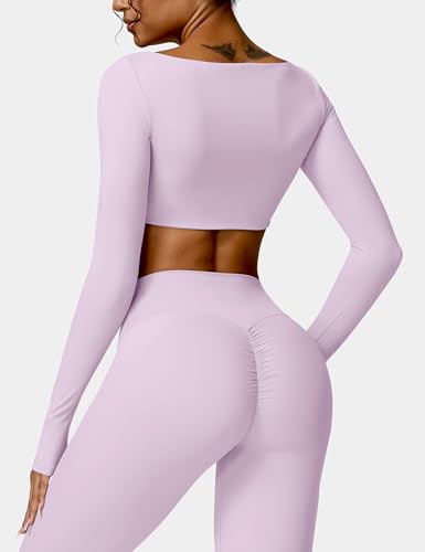 Image of YEOREO Kyla Women Crop Top Long Sleeve Padded Sports Low Medium Impact Yoga Shirt Workout