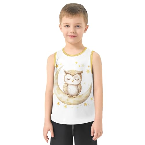 Baby Boys Sleeveless Tank Top Owl Moon Toddler Athletic Vest 3-10T2