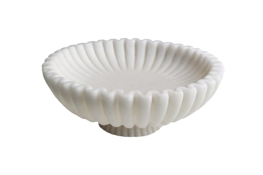 12" Large Decorative Bowl decor , Scalloped Pedestal Bowls for Modern Home Decor,Ruffle Decor,Stylish Key Bowl for Entry Table,Decorative Fruit Bowl