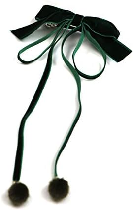 Amazon Umoraロングリボン バレッタ ベルベット 可愛い ヘアアクセサリー 蝶結び ポンポム ポニーテール くちばしクリップ ダークグリーン バレッタ クリップ 通販