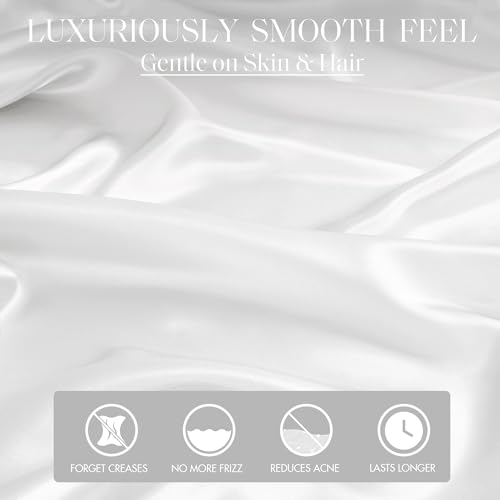 Image of Madison Park Essentials Satin Pillowcase Set of 2, Silky, Standard White | Pillowcase Cover for Hair & Skin, Luxuriously Soft, Natural Sheen Luster, Cool to Touch, Wrinkle-Free, Machine Washable