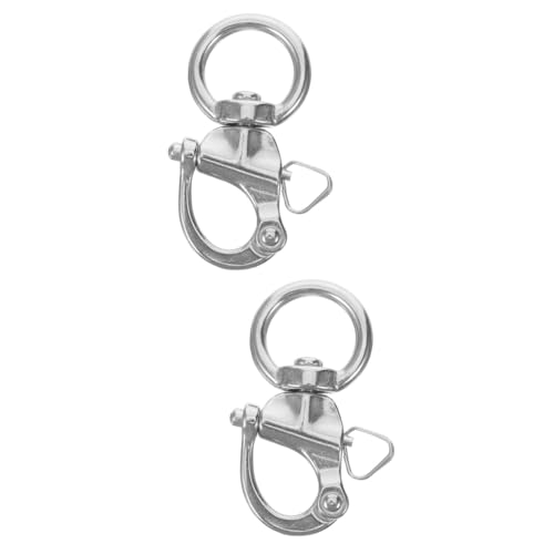 Mikikit 2pcs Spring Shackle Swivel Carabiner Ding Quick Release Clip Diving Lanyard Stainless Steel Buckle