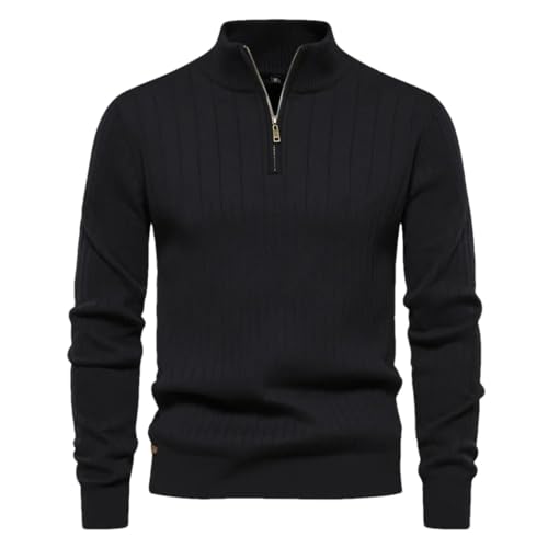 Autumn Men's Zipper Pullover Sweater Warm Stand Collar Cotton Knitted Sweater for Men