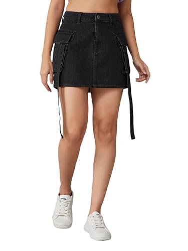 Image of Dolce Crudo Women's Flared High-Rise Stretchable Denim Maxi Skirt