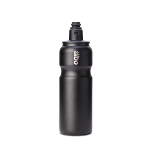 tiibo Vacuum Insulated Stainless Steel Bike Water Bottle Double Wall No-Squeeze Fast Flow Sport Nozzle Designed for Cycling Biking Fitness & Sports Fits Most Bike Cages (Black 17OZ)