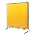 Welding Screen with Frame, 6' x 6' Welding Curtain Screen, Flame-Resistant Vinyl Welding Protection Screen on 4 Swivel Wheel (2 Lockable), Moveable & Professional for Workshop/Industrial, Yellow