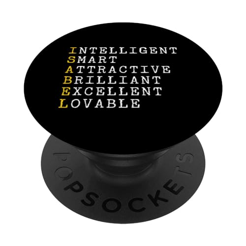 Isabel Personalized, Isabel Name, Girl Woman Isabel PopSockets Swappable PopGrip, Black