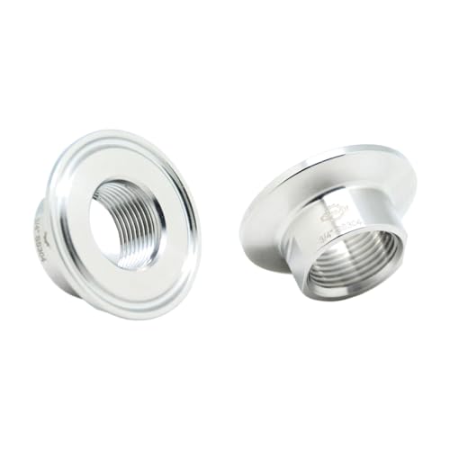 QiiMii Sanitary Female Threaded Pipe Fitting to 1.5 Inch Tri Clamp (OD 50.5mm Ferrule) (Pipe Size: 3/4" NPT)2 PACK