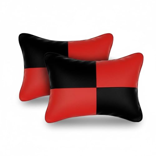 Adroitz Ak-Csn-000-Typ1-Bk/Rd Pu Leather Cushion With Sponge Filling For All Cars (Black, Red, Medium) – Set Of 2