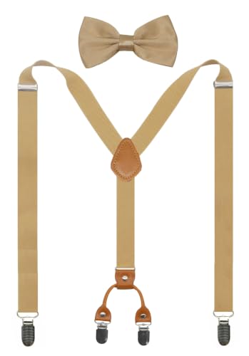 Image of Men's Suspenders Bowtie Set Elastic Y Shape Style Women's Suspenders Bowtie For Wedding&Formal Events