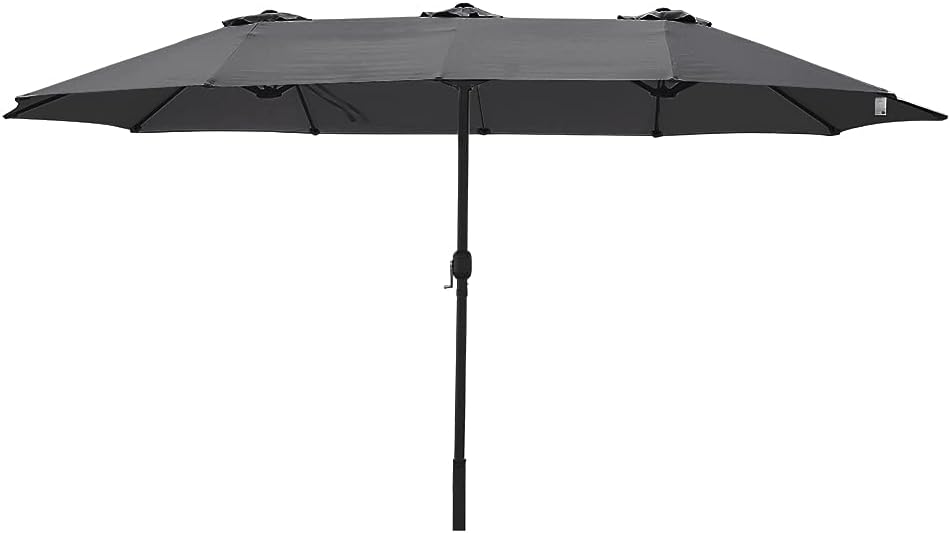 4M x 3M Large Garden Patio Parasol Double Sun Shade Canopy Umbrella Market Shelter Shade Outdoor Balcony Dark Grey