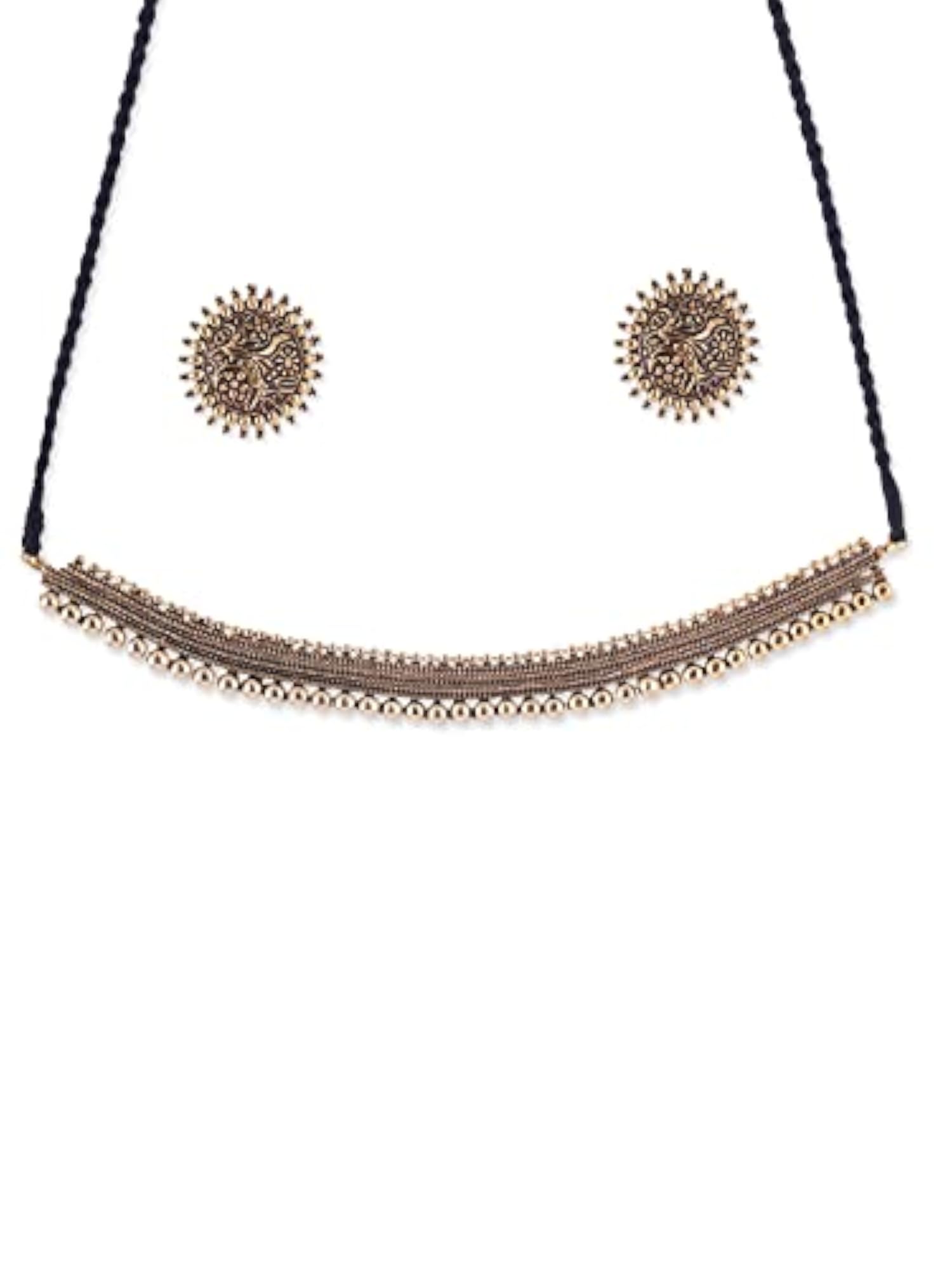Women's Dual Toned Handmade Textured Choker Jewellery Set