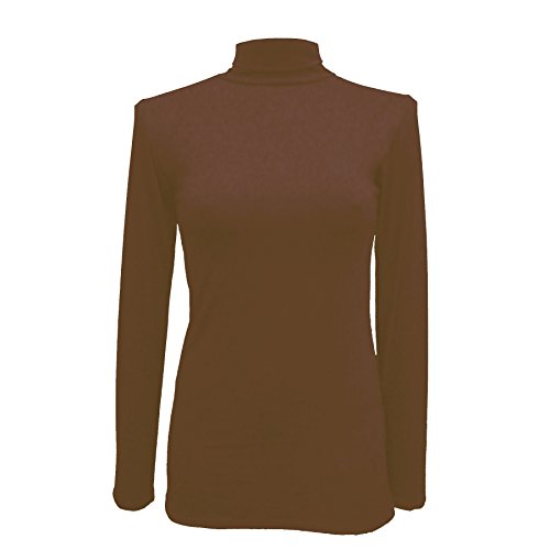 Top de cuello alto de viscosa fina con manga larga elástica de tacto suave