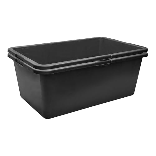 Garronda Bac à mortier rectangulaire en plastique recyclé Noir 80 L Lot de 2, fond renforcé, échelle graduée, bac plastique rectangulaire empilable pour...