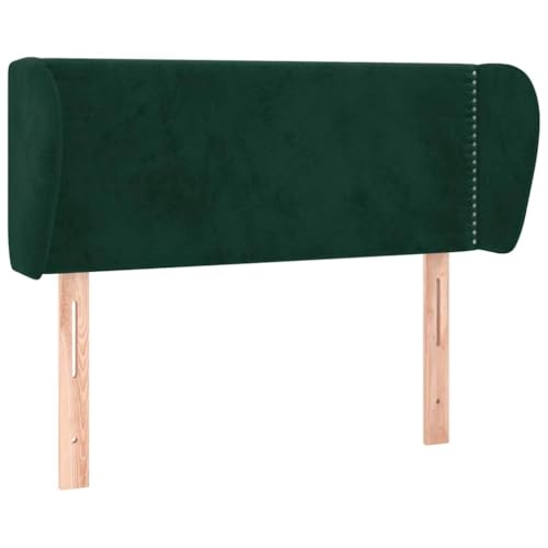 Foknhdi Cabecero de terciopelo para cama con orejas, color verde oscuro, 103 x 23 x 78/88 cm, altura ajustable, patas de madera maciza, respaldo tapizado, para dormitorio, somier de camas y somier de