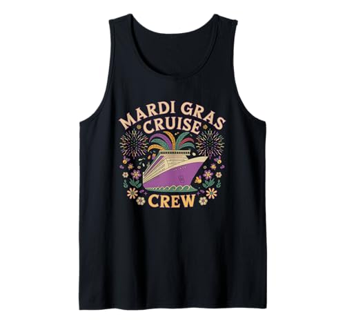 Mardi Gras Cruise Crew 2025 Viaje a Nueva Orleans Familia Coincidencia Camiseta sin Mangas