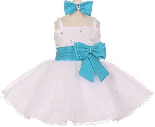 Little Baby Girls Beaded Bow Flared Tulle Special Flower Girls Dresses