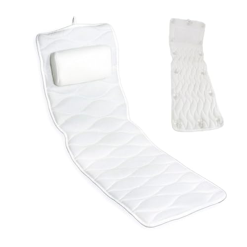 Cojín de baño de Cuerpo Entero, cojín para bañera, cojín de Malla para el Cuello, Incluye una práctica de lavandería para el hogar, baño, Hotel (49,21 x 17,32 x 3,15 cm)