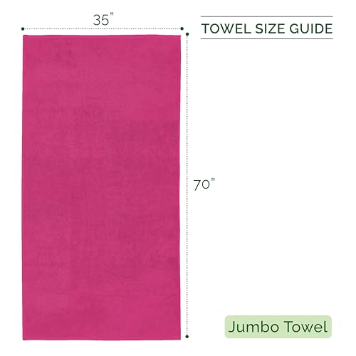 Image of Elegant Comfort Three Line Popcorn Towel Set for Bathroom 35 x 70 inches, Premium Hotel Quality 1-Pack Jumbo Towels, 100% Turkish Cotton, Soft and Durable, Quick Dry and Highly Absorbent, Hot Pink