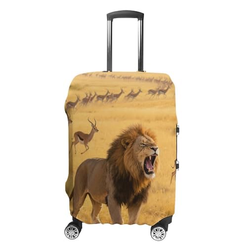 Lion on Savanna Elastic Luggage Cover Suitcase Protector for 19-32 Inch Suitcases | Universal Stretchable Travel Bag Cover | Anti-Scratch, Washable with Zipper Closure M