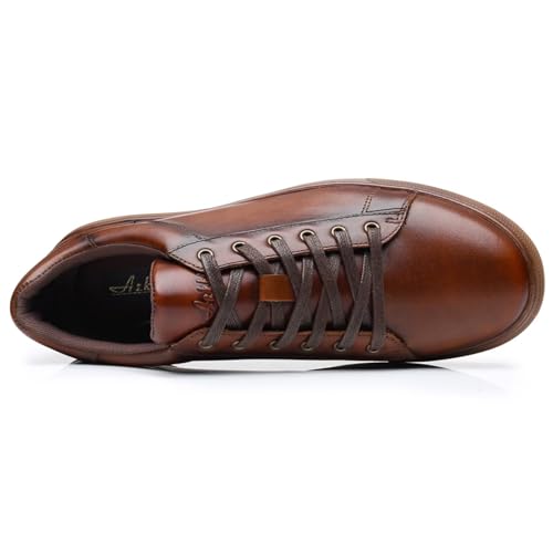 Image of Arkbird Casual Sneakers, Breathable Lace-Up Leather Walking Shoes Comfortable Fashion Sneakers for Men Daily Work