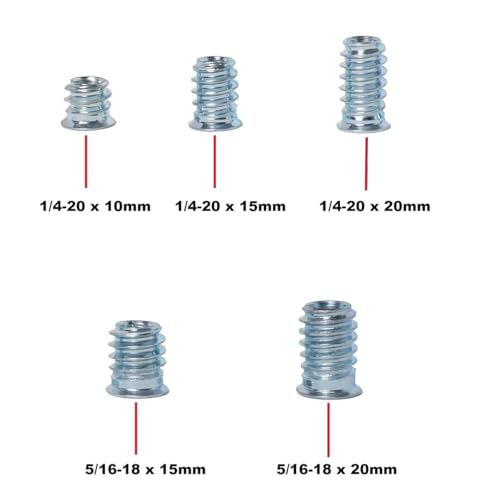 Image of 220pcs Threaded Inserts for Wood, 1 /4-20 x 10mm 15mm 20mm, 5 /16-18 x 15mm 20mm, Wood Screw Insert Nut