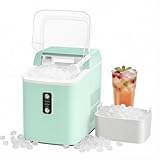 NEWBULIG Nugget Ice Makers Countertop, Portable Nugget Ice Machine, Ready in 6 Mins, 24lbs in 24Hrs, Auto-Cleaning, with Basket and Scoop, for Home, Kitchen, RV, Camping, Green