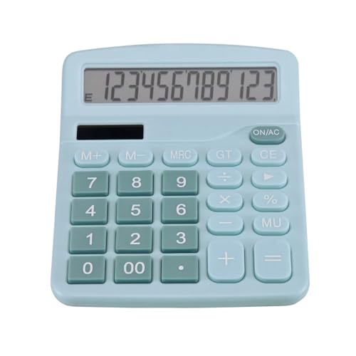 Desk-Calculator-12-Digit-Office-Calculators-with-Large-Screen-Display-Dual-Solar-Power-and-Battery-Recessed-Big-Button-Calculator-for-Office-Home-SchoolBlue Desk Calculator 12 Digit Office Calculators with Large Screen Display, Dual Solar Power and Battery, Recessed Big Button Calculator for Office Home School(Blue) - Image 1