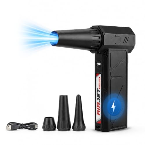 Image of Shakti Technology Airjet Handheld High-Speed Air Duster,300000 RPM Cordless Mini Air Blower &, Portable Rechargeable Blower for Home, Car, PC and Keyboard Cleaning