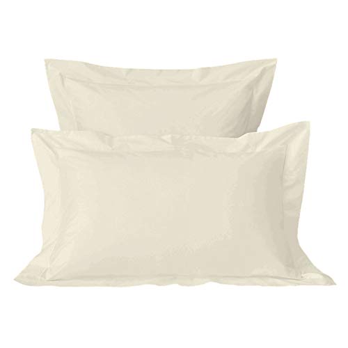 Pizuna Smooth Fine Cotton Pillow Case King Size 50x90 cm New Ivory, 600 Thread Count Crispy Soft 100% Long Staple Cotton Sateen Weave Pillow CoverWith 5cm Hem (Hotel Pillowcase New Ivory - 2 PC)