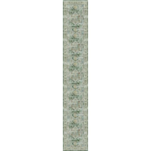 Madane Hallway Runner Rug 2x12, Extra Long Washable Runner Rugs with Rubber Backing, Non Slip Carpet Runner for Hallway, Vintage Rug Runners for Kitchen Laundry Room Entryway (Green, 2'x12')