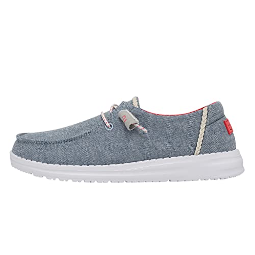 Image of HEYDUDE Women's Wendy Chambray | Women's Shoes | Women's Lace Up Loafers | Comfortable & Light-Weight