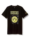 Dortmund Schriftzug, offizielles Vereinswappen von Borussia Dortmund und von der Spielerkleidung inspirierte Grafiken auf der Vorderseite