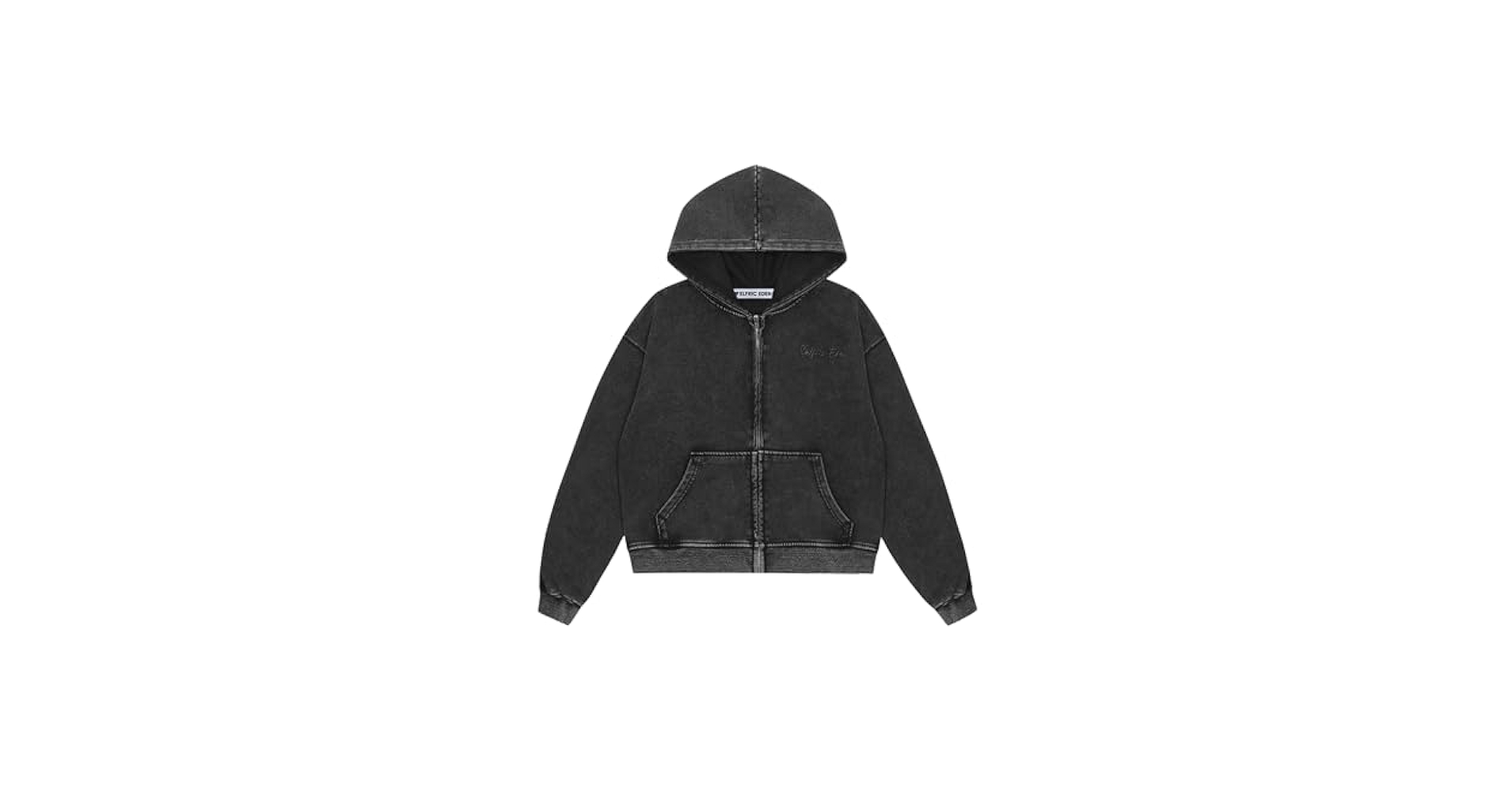 Aelfric Eden Hoodies Washed Solid Zip Up Hoodie Casual