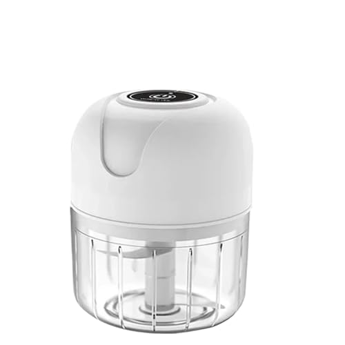 電動ガーリックチョッパー、ミニフードプロセッサー 電気ミニガーリックチョッパーポータブル USB 野菜玉ねぎミンサーフードプロセッサーチリフルーツ肉キッチン用品(White-100ML)