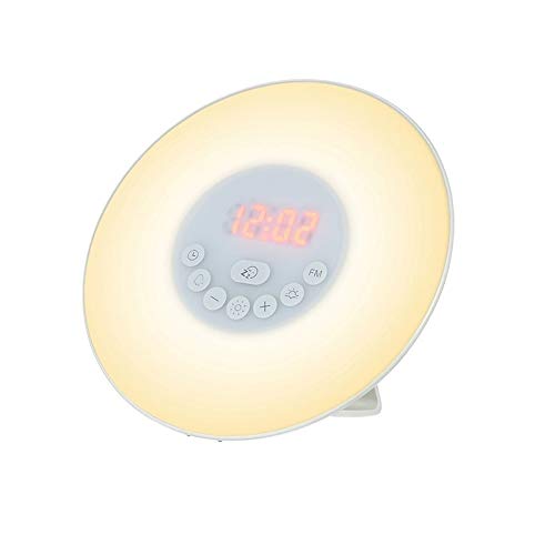 Wake-up Light Wecker, Simulierter Sonnenaufgang/Sonnenuntergang Digital-Uhr mit FM Radio und 7 Farben des Lichts, Geeignet for Schlaf- /