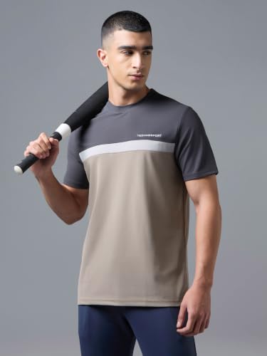 Image of TECHNOSPORT Men's Slim Fit Half Sleeve Crew Neck T-Shirt, MATPIQ Quick Dry Moisture Wicking Stretchable Sports Gym and Casual Wear