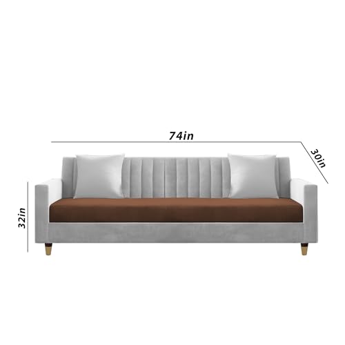 Image of Casaliving Garcia 3 Seater Sofa Set for Living Room (Brown Grey Colour) Premium Fabric Sofa