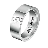 LBRTMED Knbob de acero inoxidable suena plata, novio y novia de 8 mm pareja su pareja y anillos, P 1/2, A