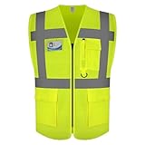 Graunton High Reflective Westen mit Reißverschluss, High Vis Westen für Männer Frauen, Hi Viz Weste für Verkehrsmanagement, Öffentliche Sicherheit, Transport, DE1-Gelb, 4XL.