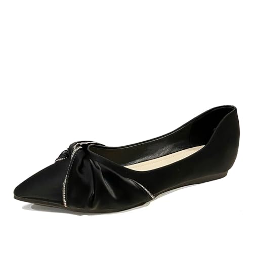 HIPPOSEUS Women's Sparkly Flats Shoes Pointed Toe Dress Shoes Slip on Work Flat